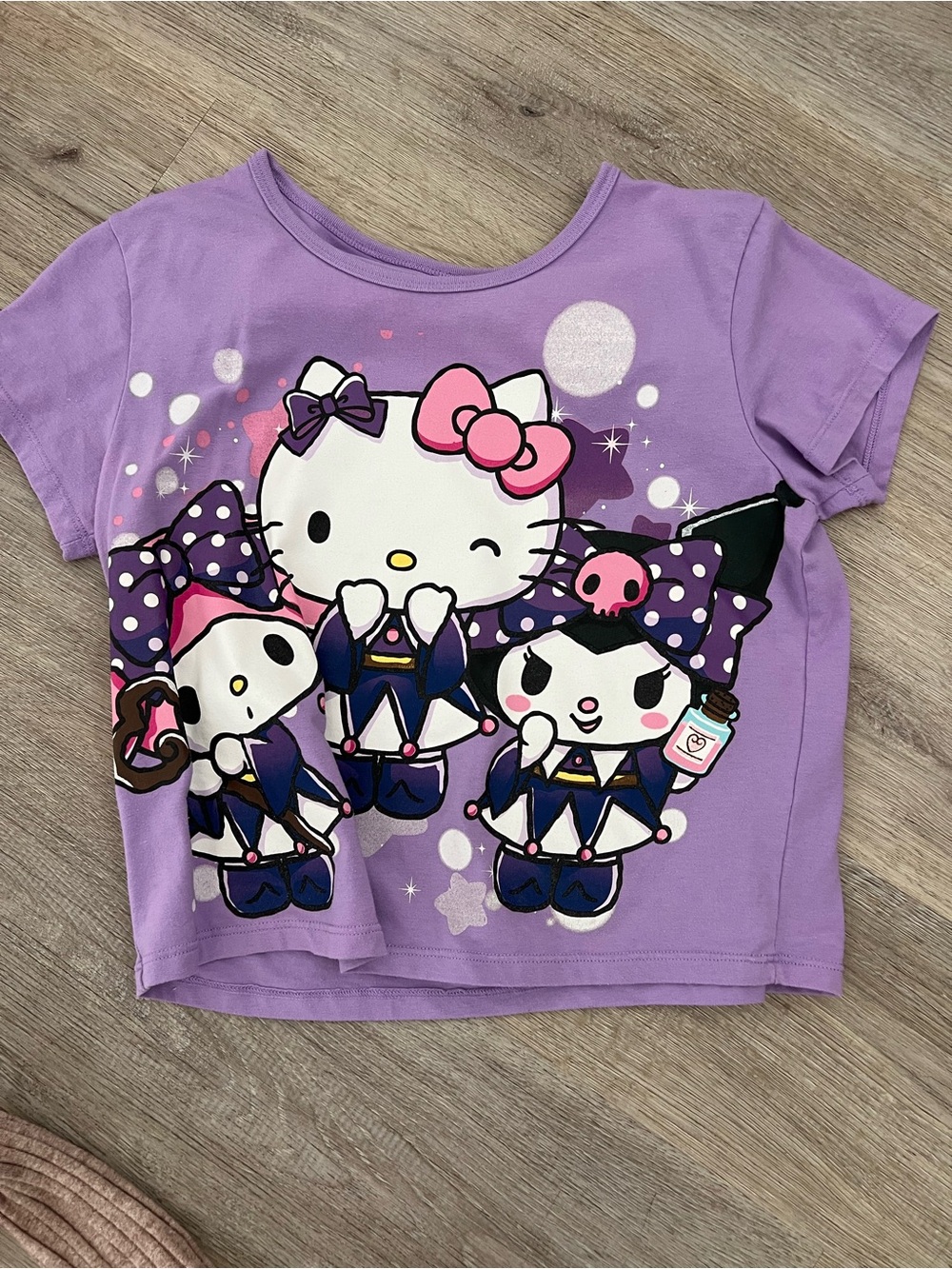 Hello Kitty Purple Short Sleeve Tee with Character Trio